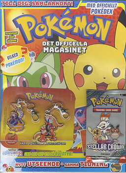 Pokemon magasin nr 7 2024, Extra Scarlet & Violet Stellar Crown Fun pack + Äkta nyckelringar!