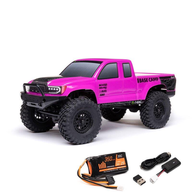 Axial 1/24 SCX24 Base Camp 4WD Rock Crawler Brshed RTR with Bttry & Chrgr, Pink - 2