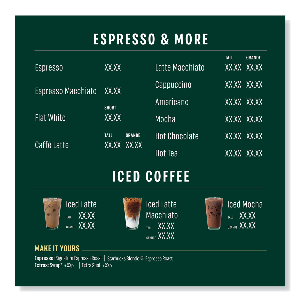 Starbucks menyskylt Iced Coffe Format 50 x 50 cm