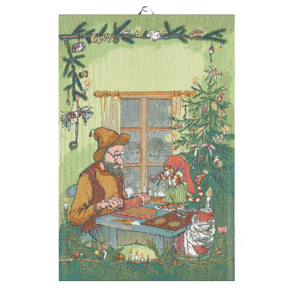 Pettson & Findus Kökshandduk - Julpyssel (Ekelund Linneväveri)