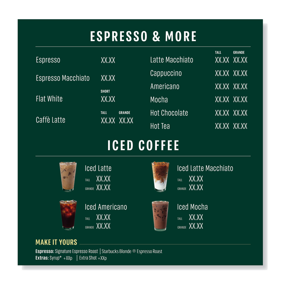 Starbucks Menyskylt Iced Coffe Full Solution Format 50 x 50 cm