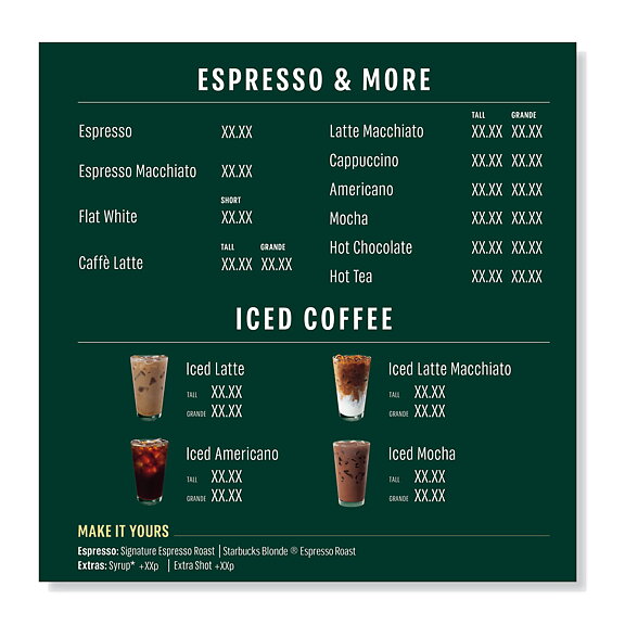 Starbucks Menyskylt Iced Coffe Full Solution Format 50 x 50 cm