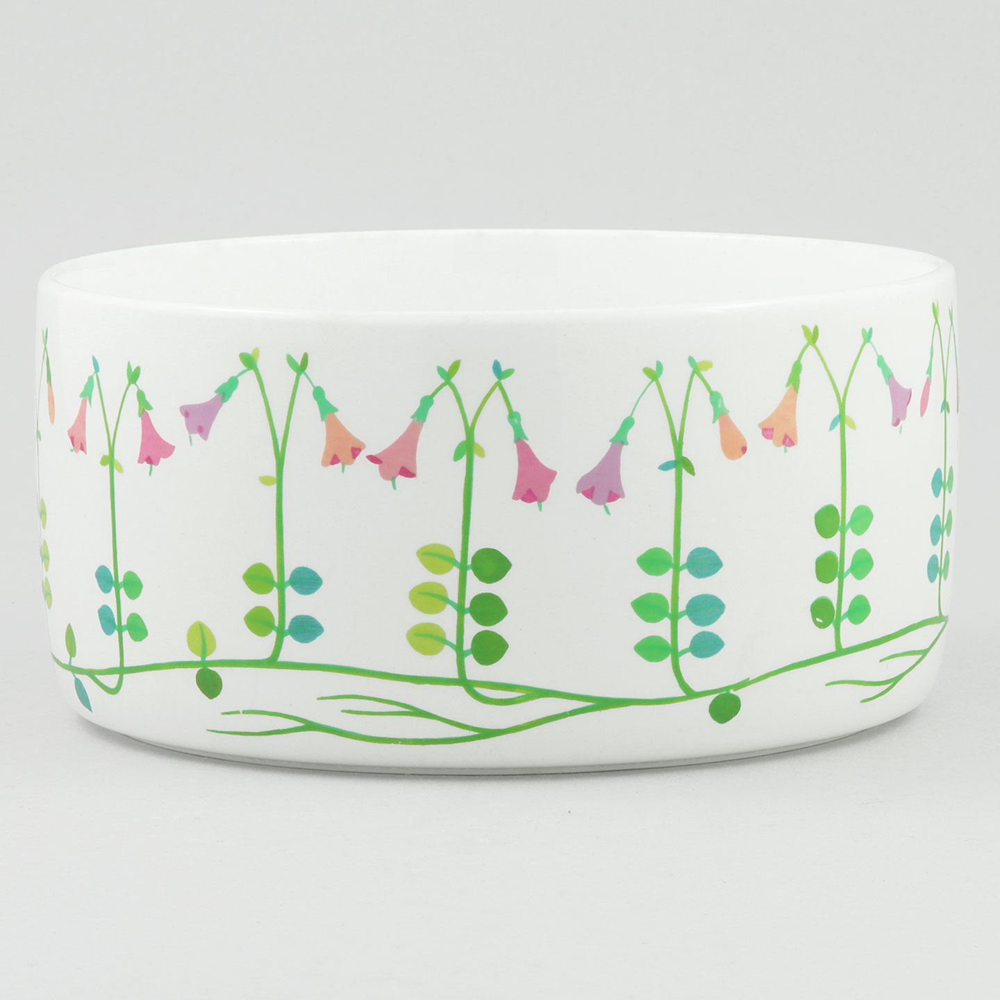 Stig Lindberg (Linnea 1965) Cylinder Bowl with Flower Decor 15 cm (3)