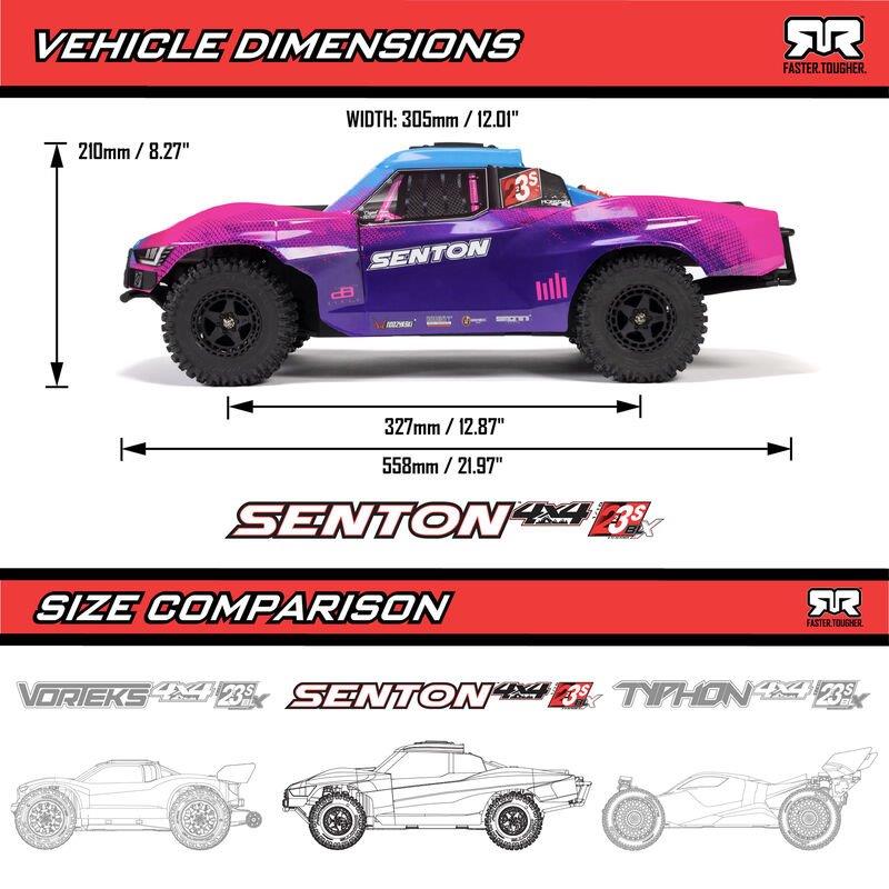 ARRMA 1/10 SENTON 223S BLX Brushless 4X4 Short Course Truck RTR with DSC, Red - 24