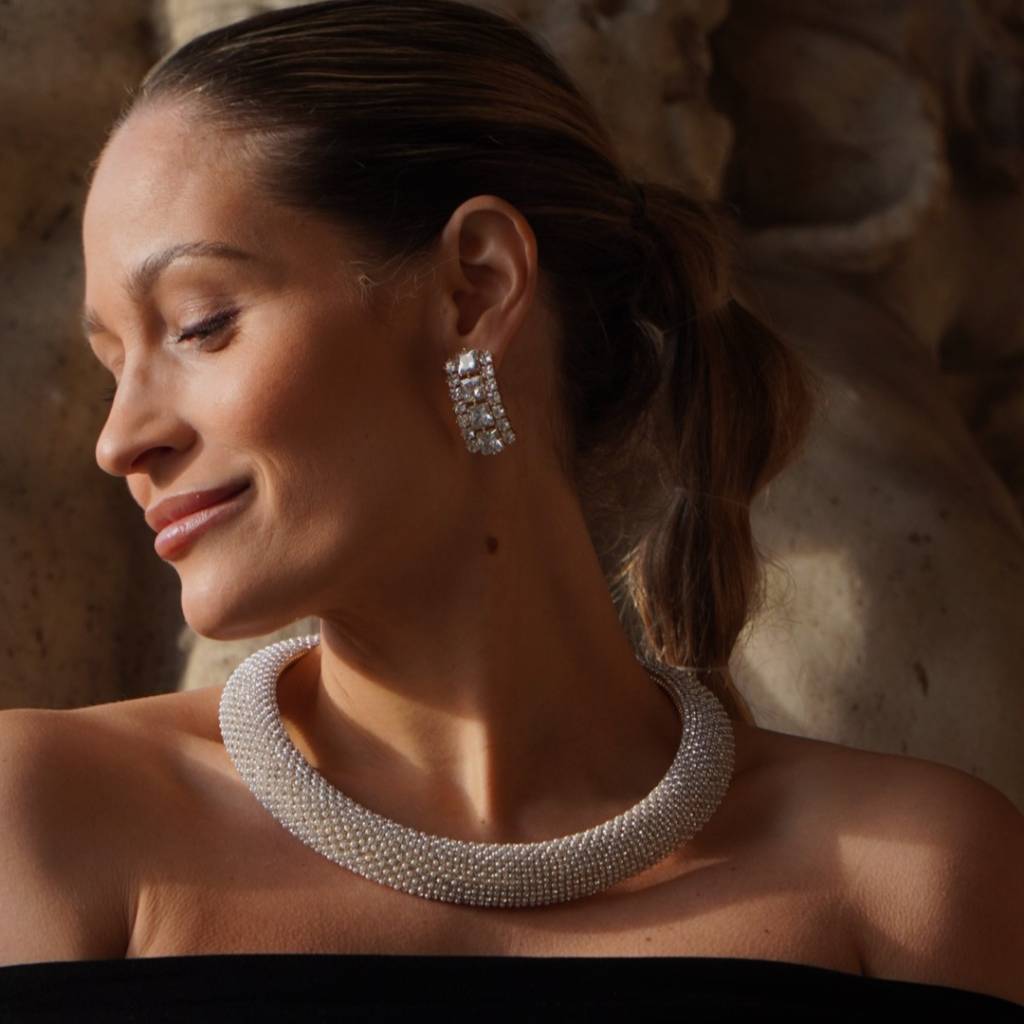 Sky Crystal Earring - Silver - By Jolima