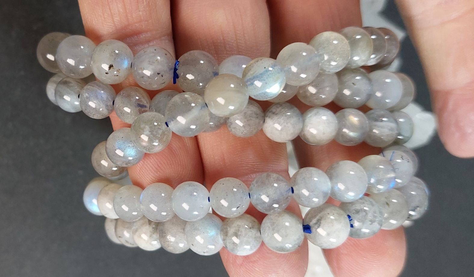 Blå Labradorit Armband  på Elastisk band - 8mm Pärlor - 2