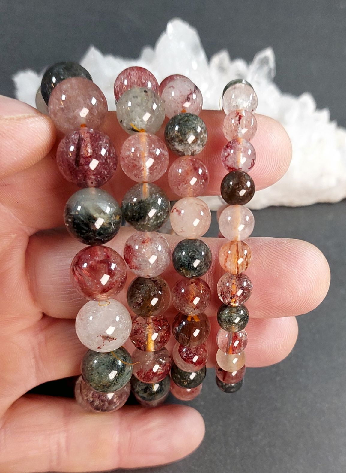 Fantomkvarts ( Garden Quartz Röd/Grön)  Kvartsmix - Multifärgad - 4