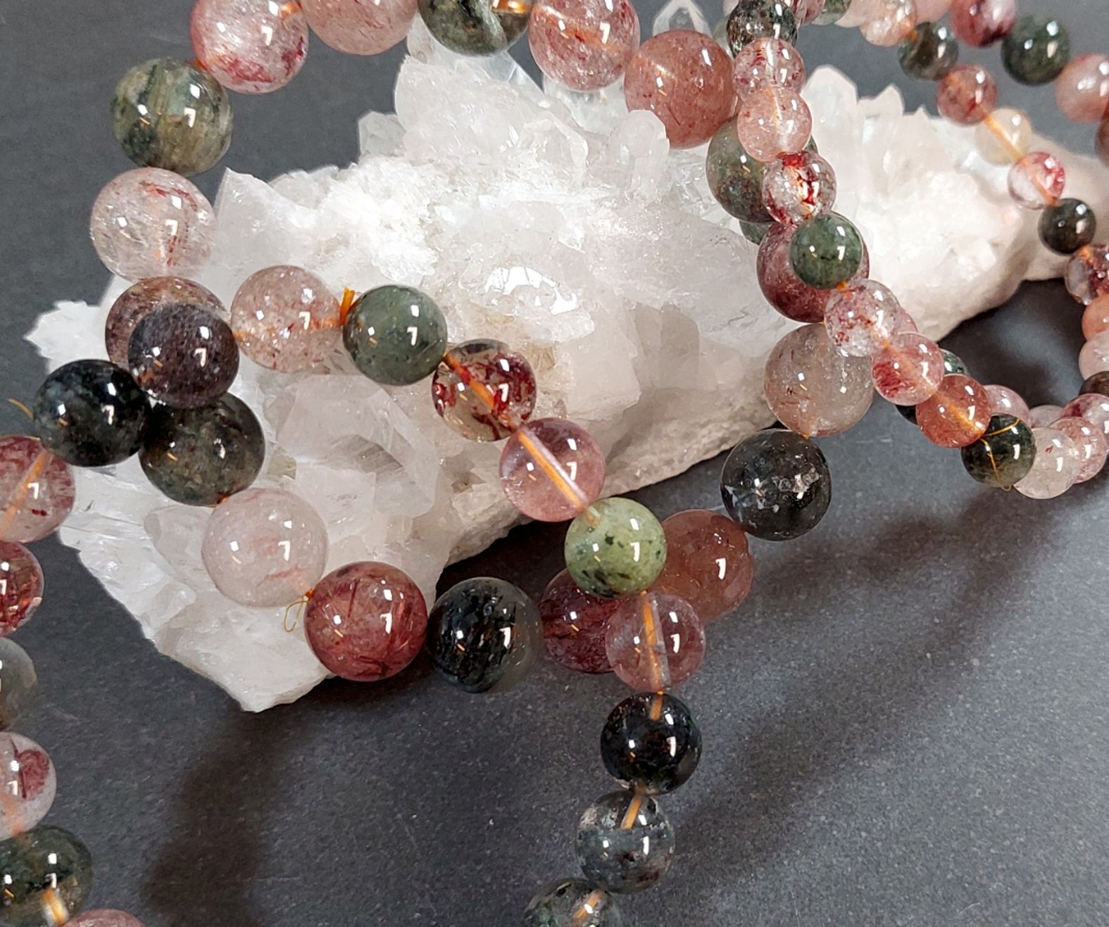 Fantomkvarts ( Garden Quartz Röd/Grön)  Kvartsmix - Multifärgad - 2