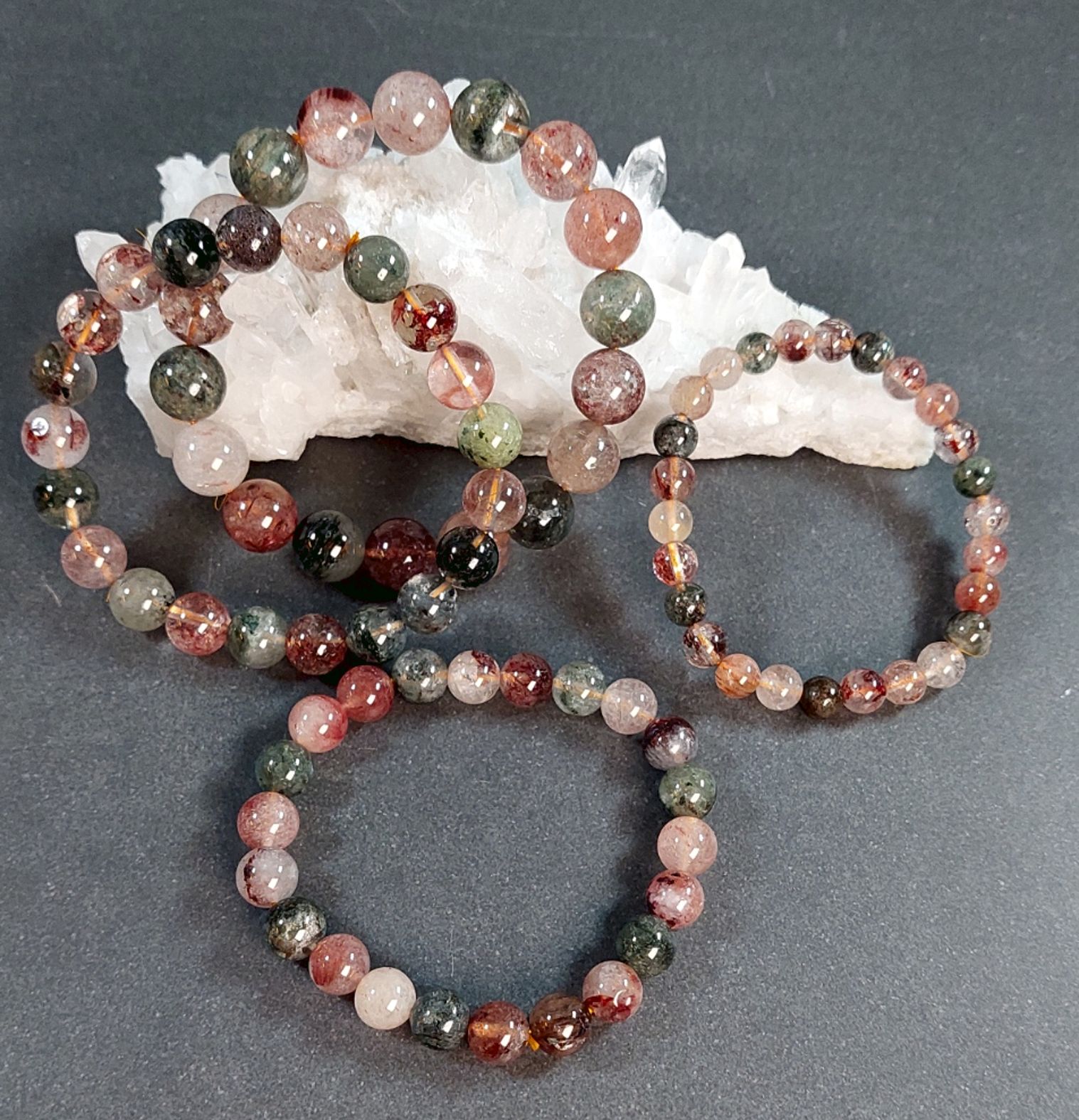 Fantomkvarts ( Garden Quartz Röd/Grön)  Kvartsmix - Multifärgad