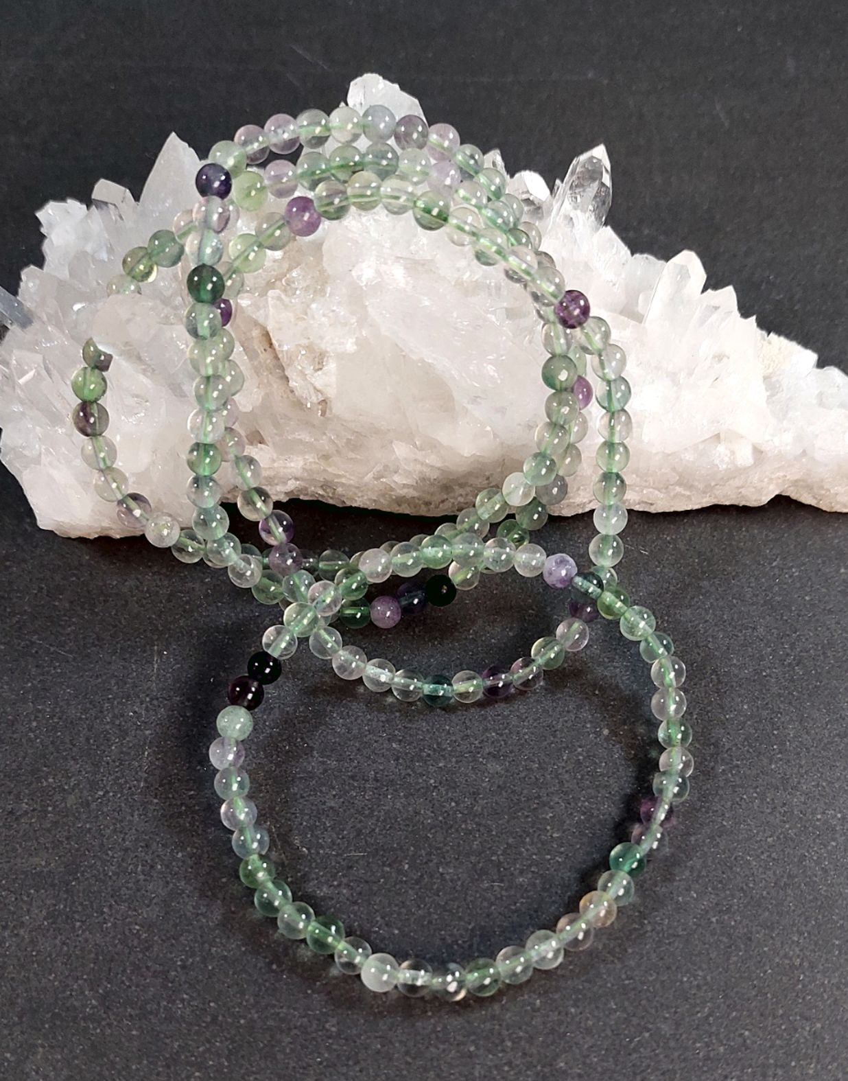 Multi Färg Fluorit Armband, 4mm 