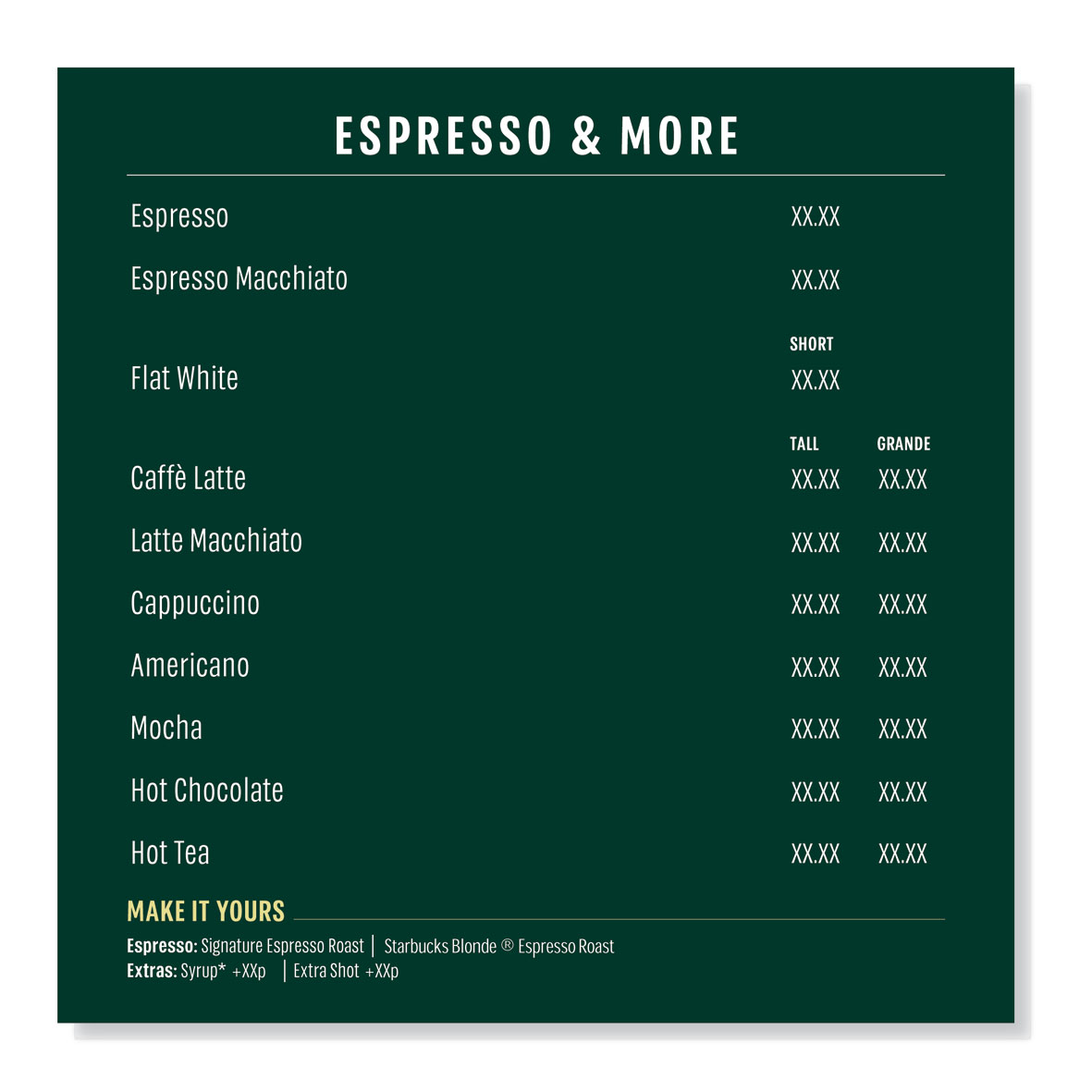 Starbucks menyskylt Format 50 x 50 cm