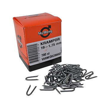Krampa varmförzinkad 19x1,75mm ca 700st/förp