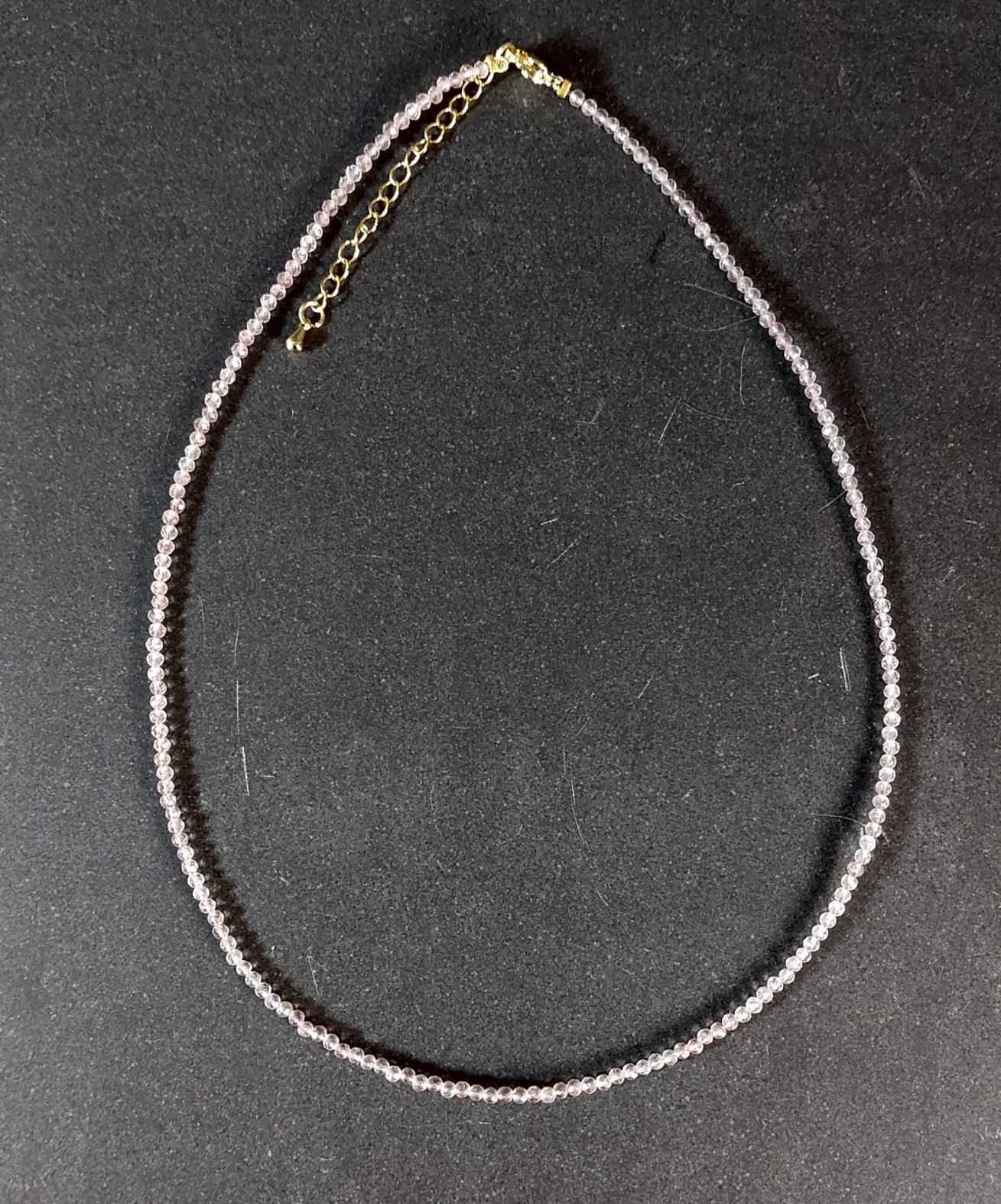 Halsband med fasetterade pärlor - Rosenkvarts - 2