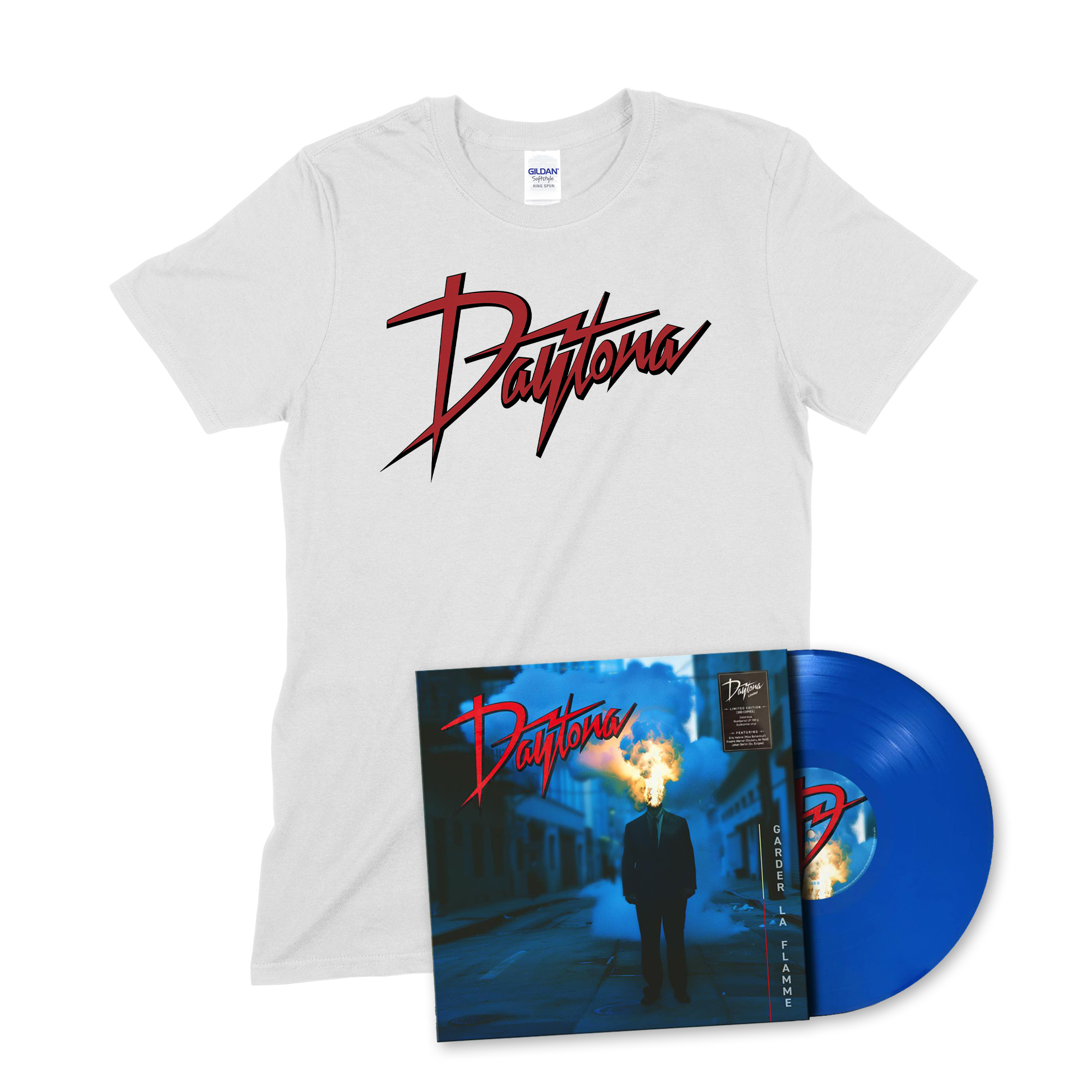 DAYTONA - GARDER LA FLAMME - BUNDLE (BLUE VINYL LP + T-SHIRT) SIGNED!