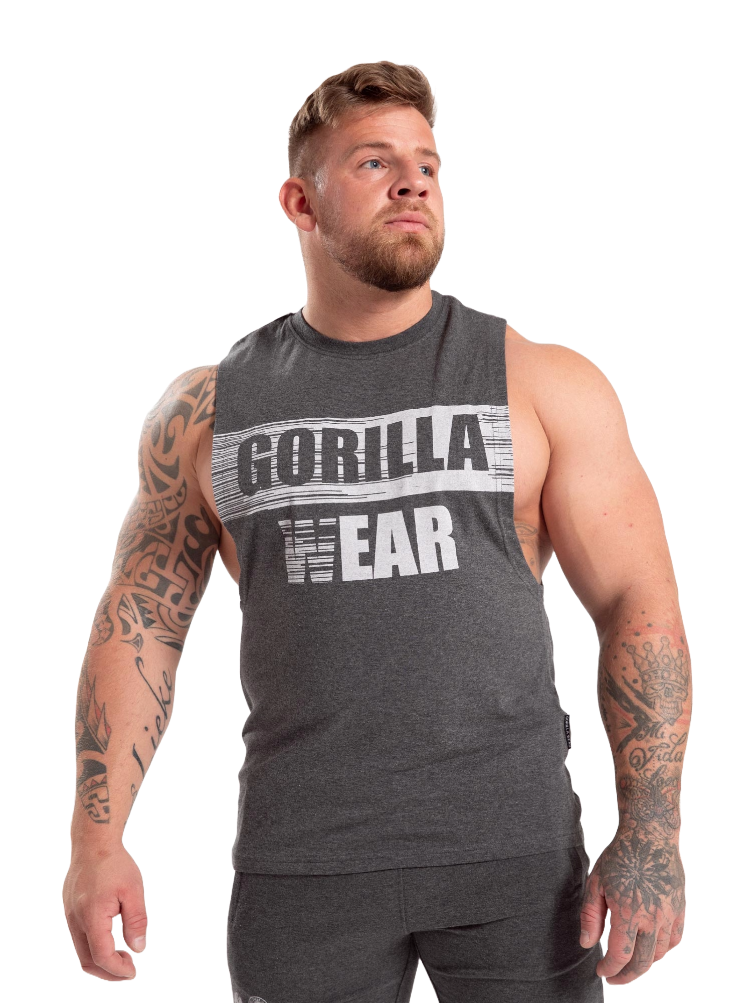 Lopez Drop Armhole Tank Top, dark grey melange