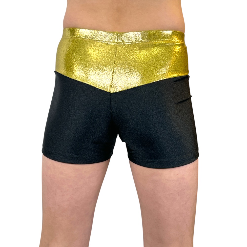 Showstore - Hotpants med längre  ben V-linning i metallic lycra - 2