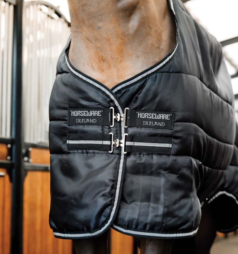 Horseware Easy-Layer Stable Rug (100g Light) - Black/Black & Silver - Stain-resistant