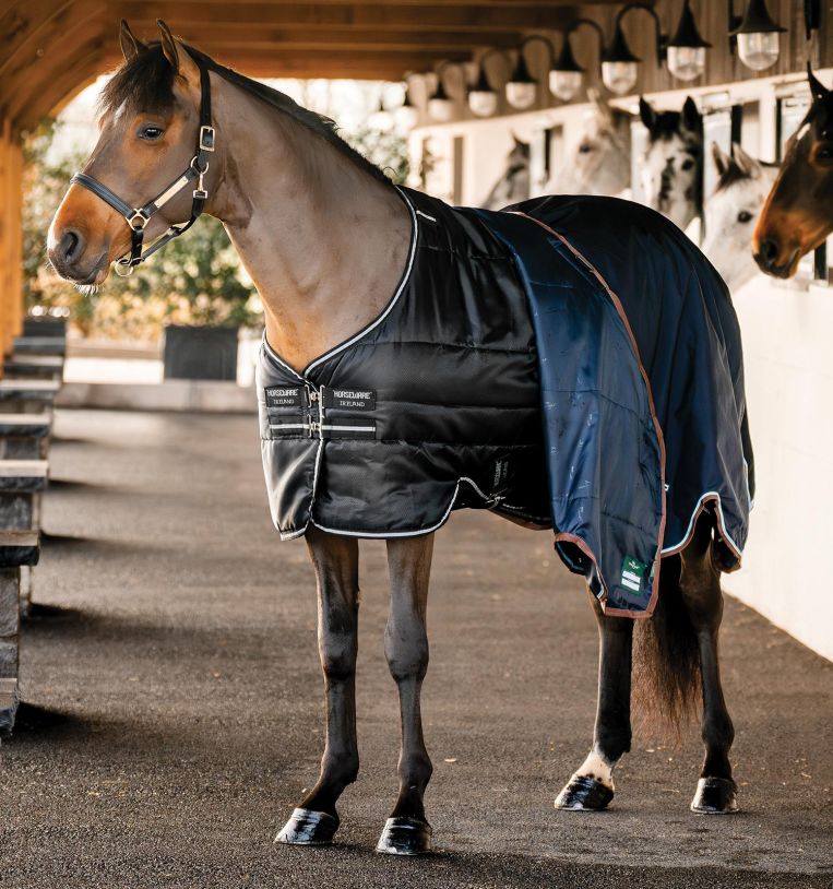 Horseware Easy-Layer Stable Rug (100g Light) - Black/Black & Silver - Water repellent 