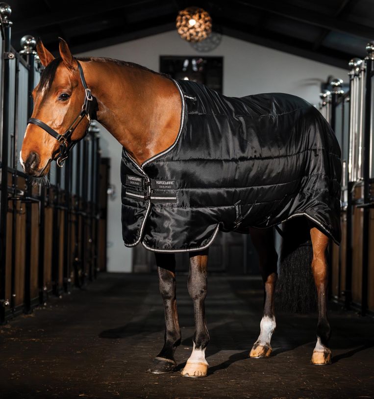Horseware Easy-Layer Stable Rug (100g Light) - Black/Black & Silver