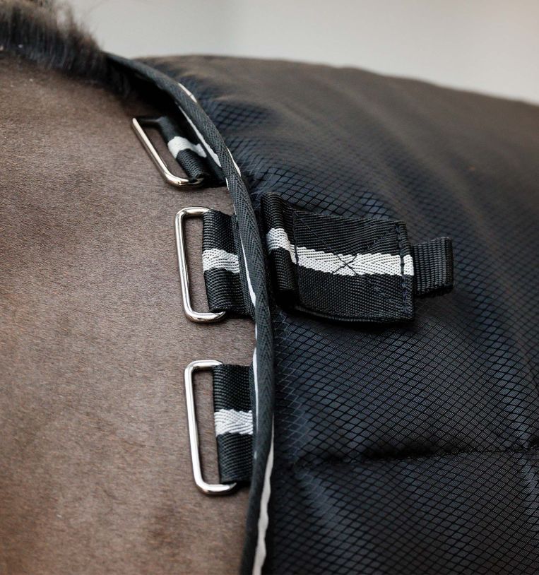 Horseware Easy-Layer Stable Rug (100g Light) - Black/Black & Silver - Shine Enhancing 