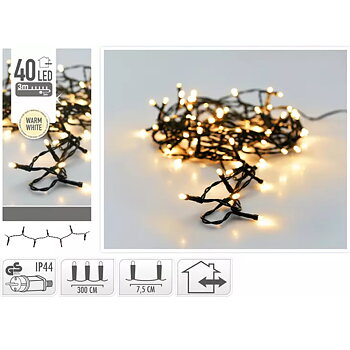 Ljusslinga 3m 40 st led. Inkl nätadapter 230V