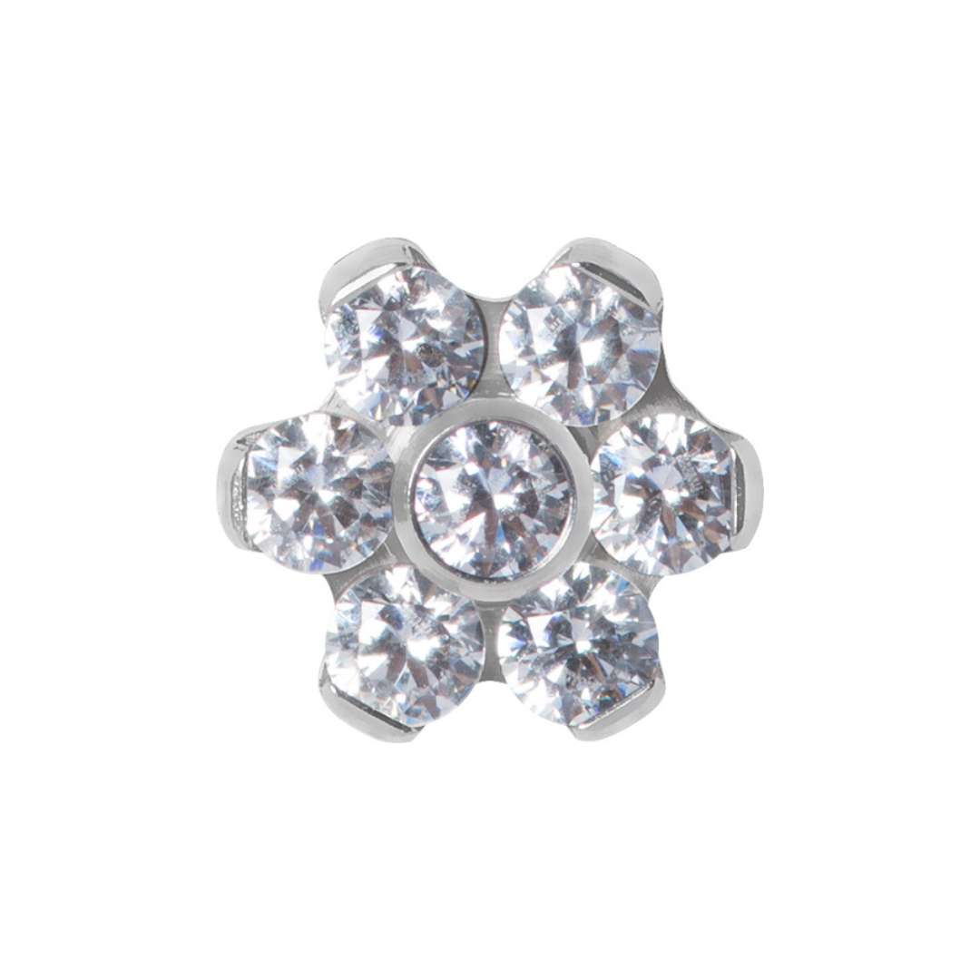 Top to internally threaded labret - flower - titanium