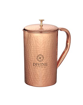 2a Sortering: Kopparkanna med lock, Hamrad  1.5L, Divine Copper