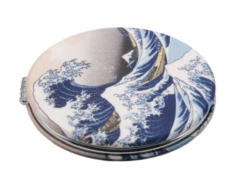 Rund fickspegel, tygklädd, Hokusai, Den stora vågen, TEMA-produkt