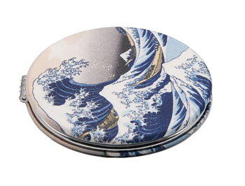 Rundt lommespejl, stofbeklædt, Hokusai, Den store bølge, TEMA-produkt