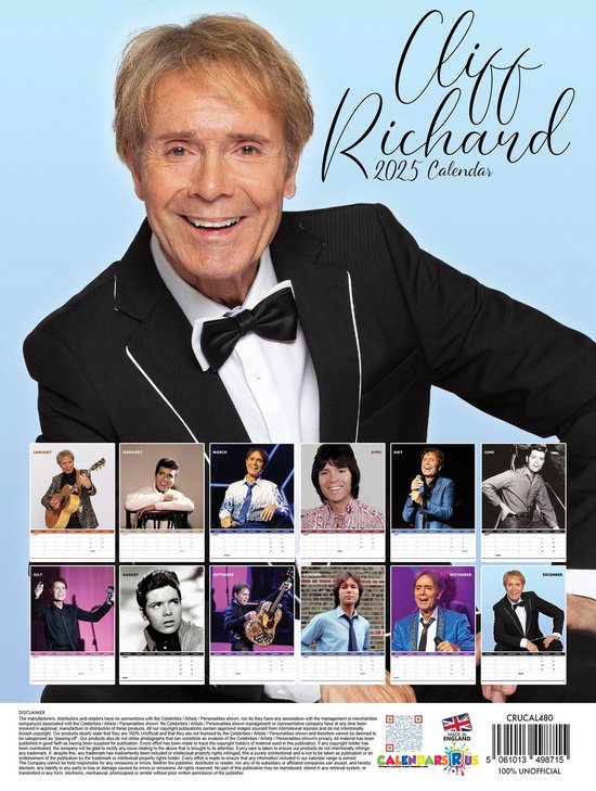 Cliff Richard 2025 Kalender www.plugged.se