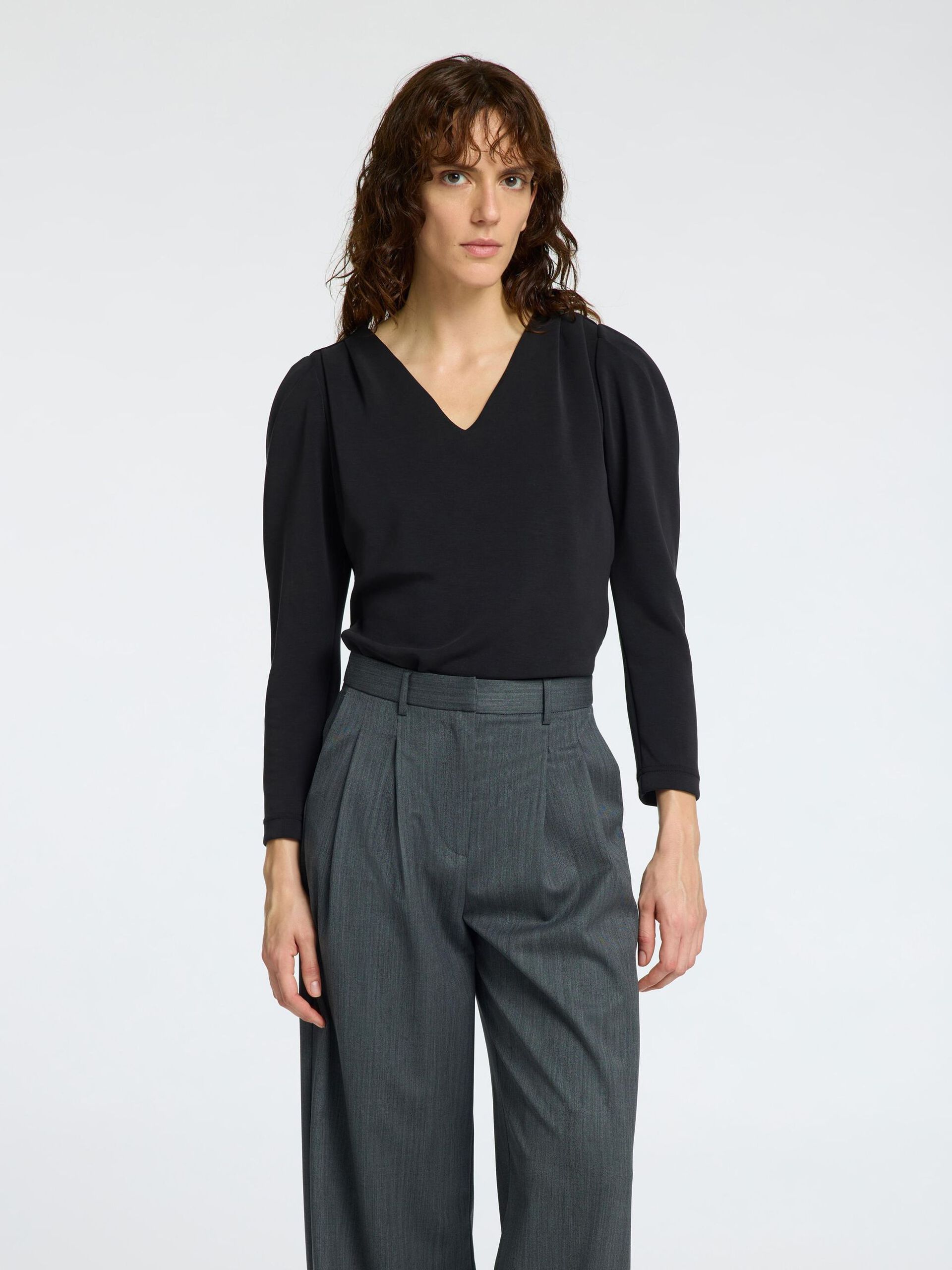 Selected Femme Drape V-neck Top - 3