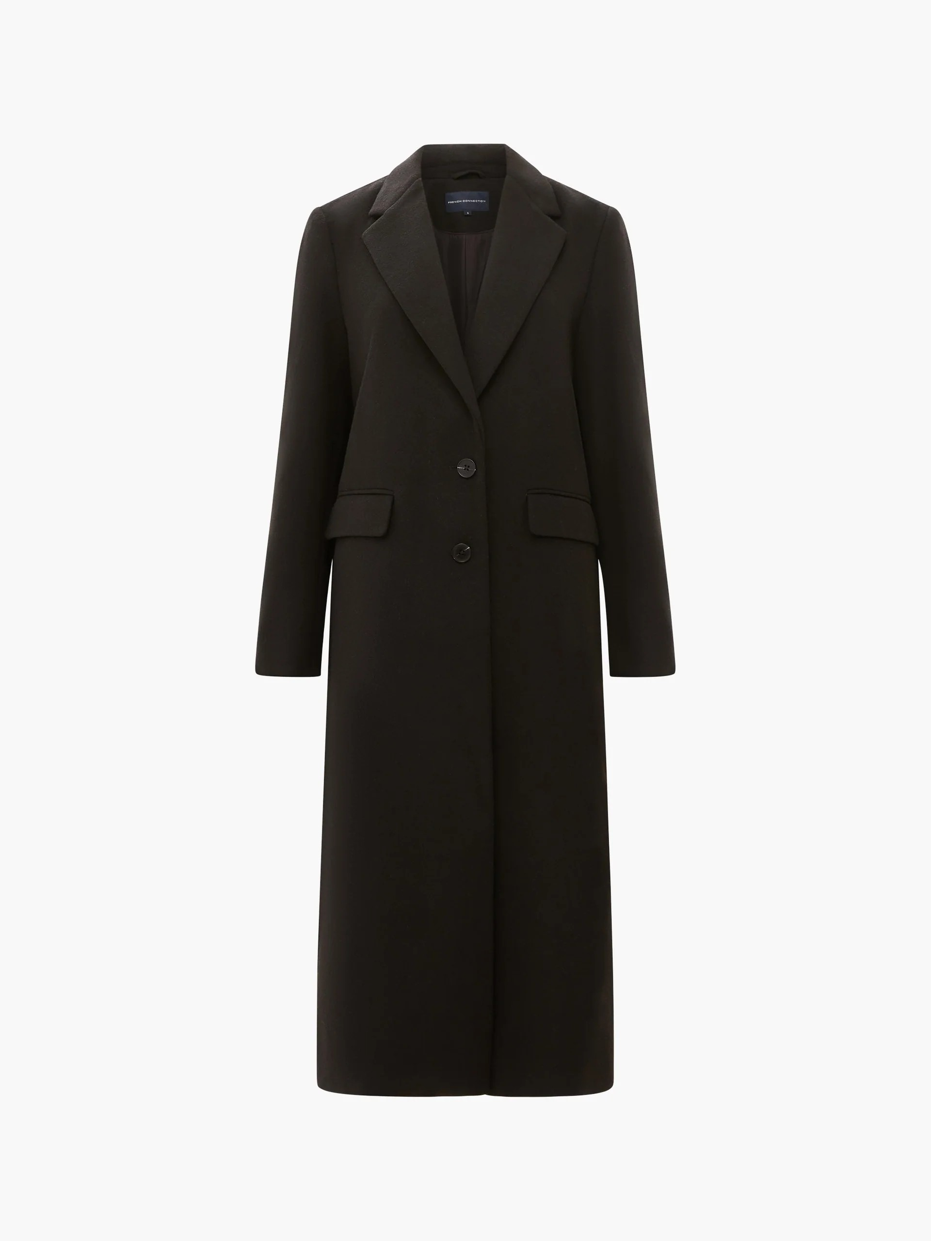 Fawn Felt Single Breasted Coat - Black - French Connection - 5