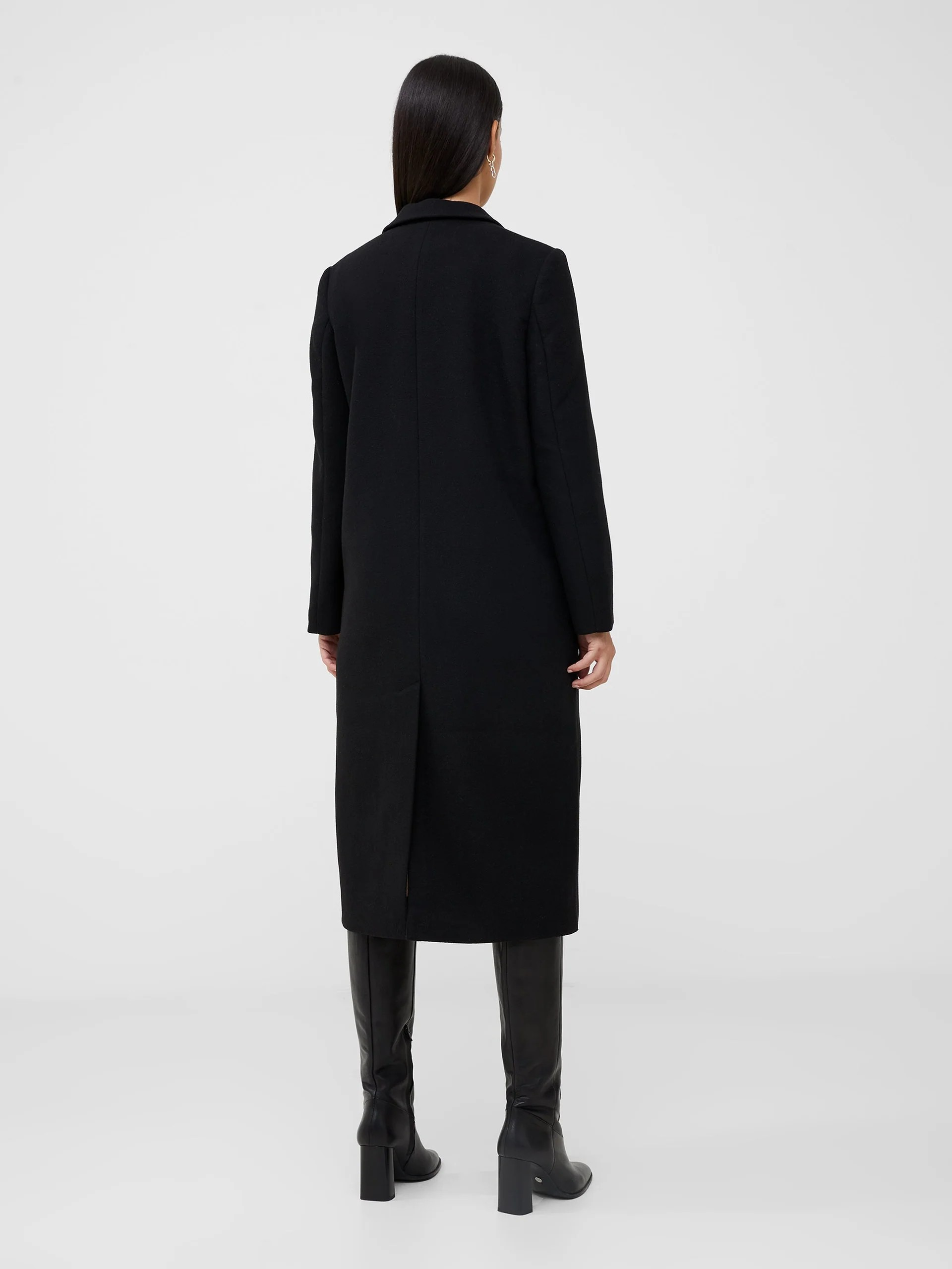 Fawn Felt Single Breasted Coat - Black - French Connection