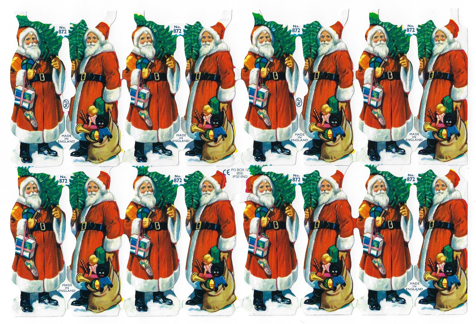 Old fashioned bookmarks - Father Christmas with Christmas tree, medium