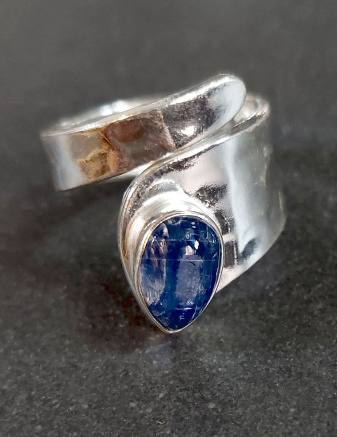 Ställbara Silverringar Bred modell med Droppformad Cabochon - 3