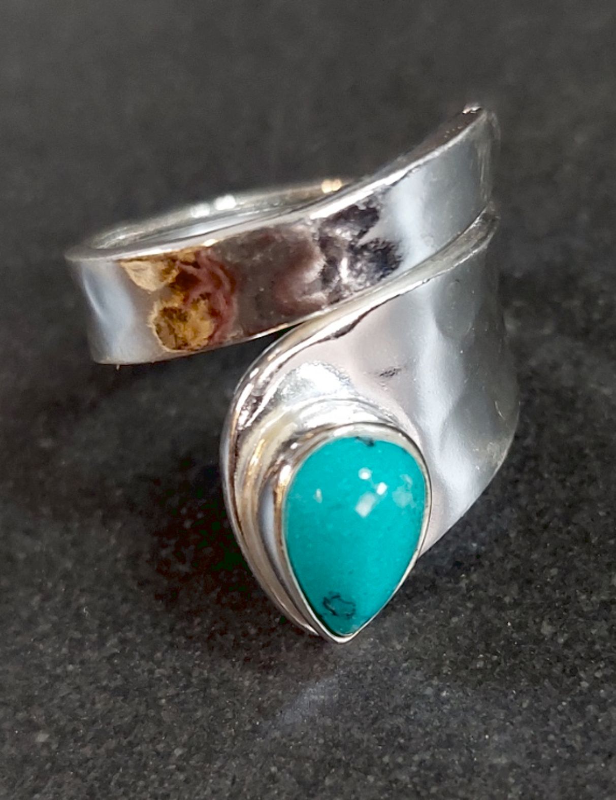 Ställbara Silverringar Bred modell med Droppformad Cabochon - 10
