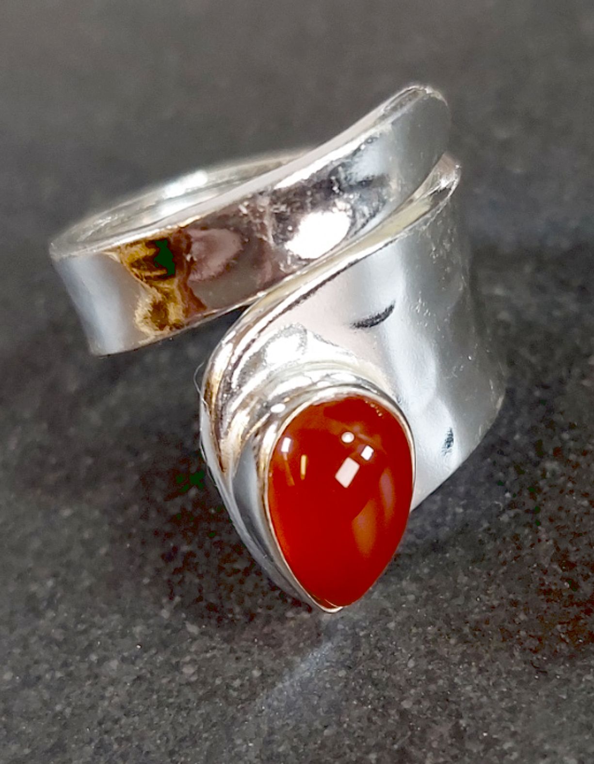 Ställbara Silverringar Bred modell med Droppformad Cabochon - 4