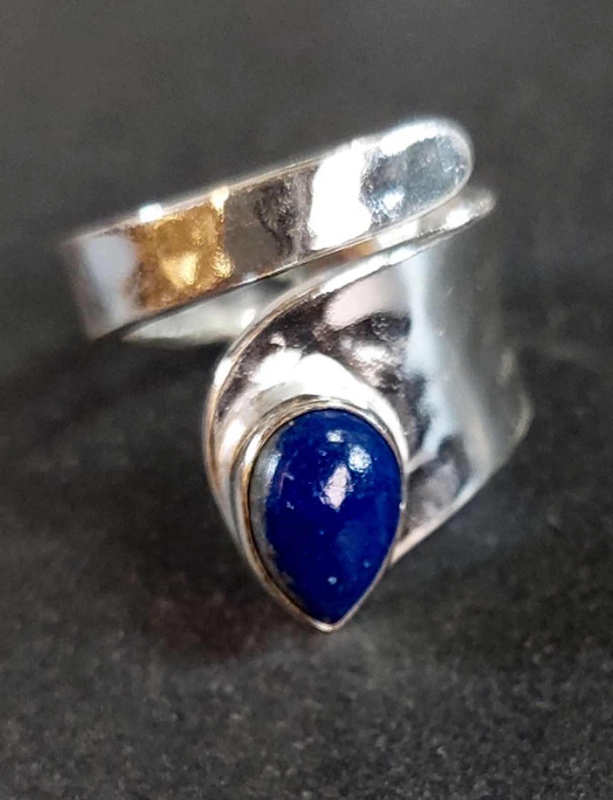 Ställbara Silverringar Bred modell med Droppformad Cabochon - 6