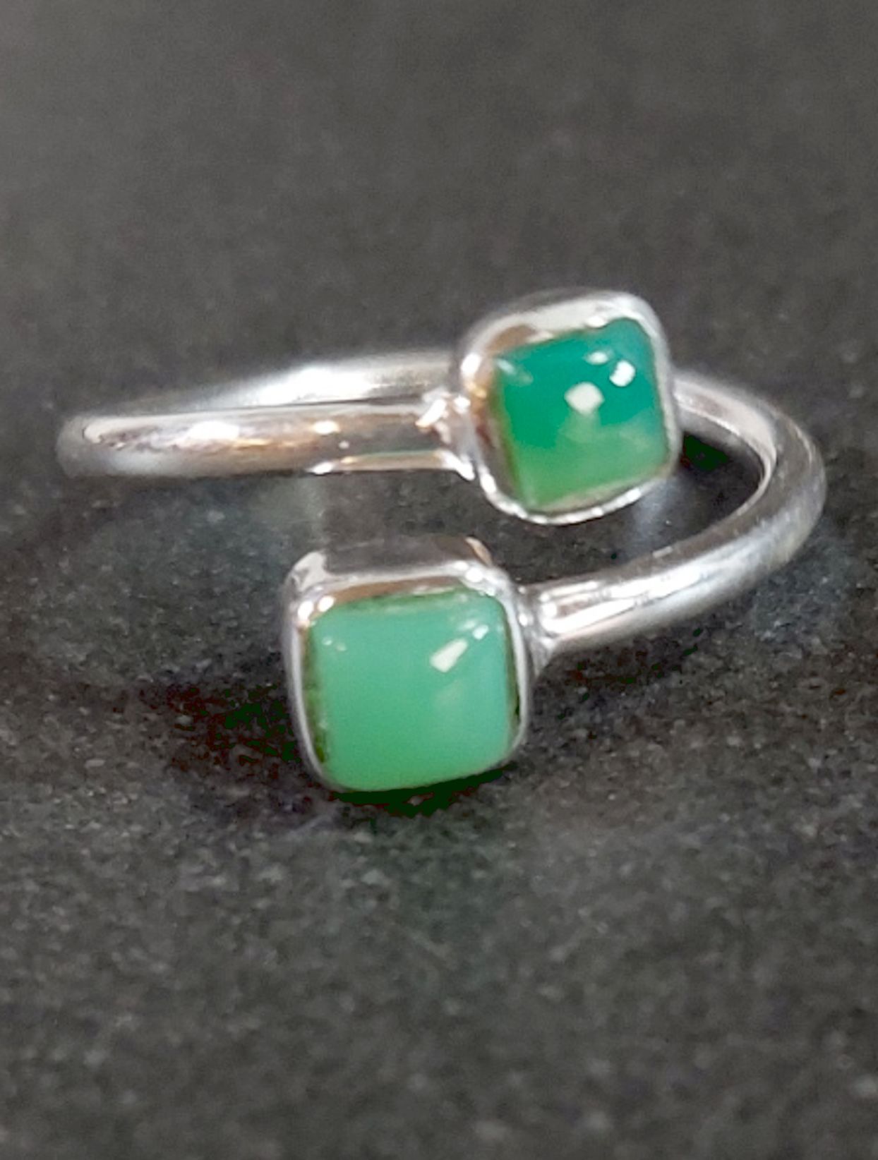 Ställbara Silverringar med Kvadratiska Cabochon - 3