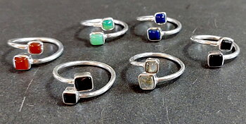 Ställbara Silverringar med Kvadratiska Cabochon