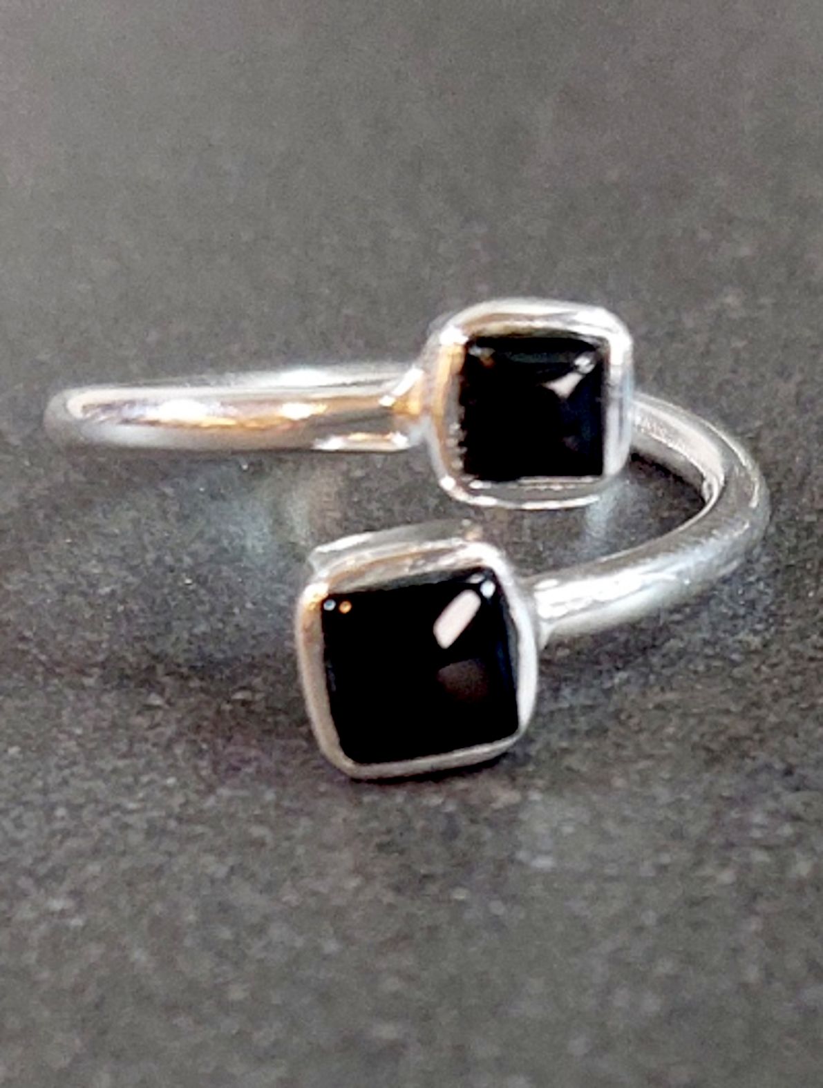 Ställbara Silverringar med Kvadratiska Cabochon - 7