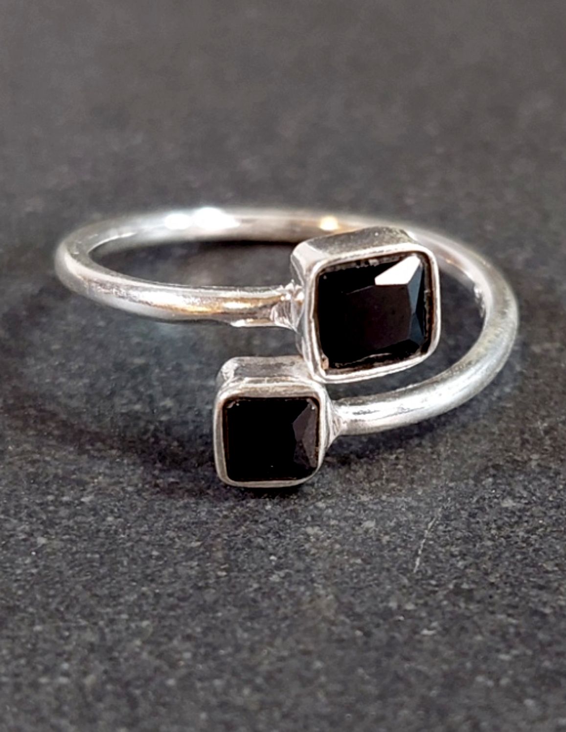 Ställbara Silverringar med Kvadratiska Cabochon - 6