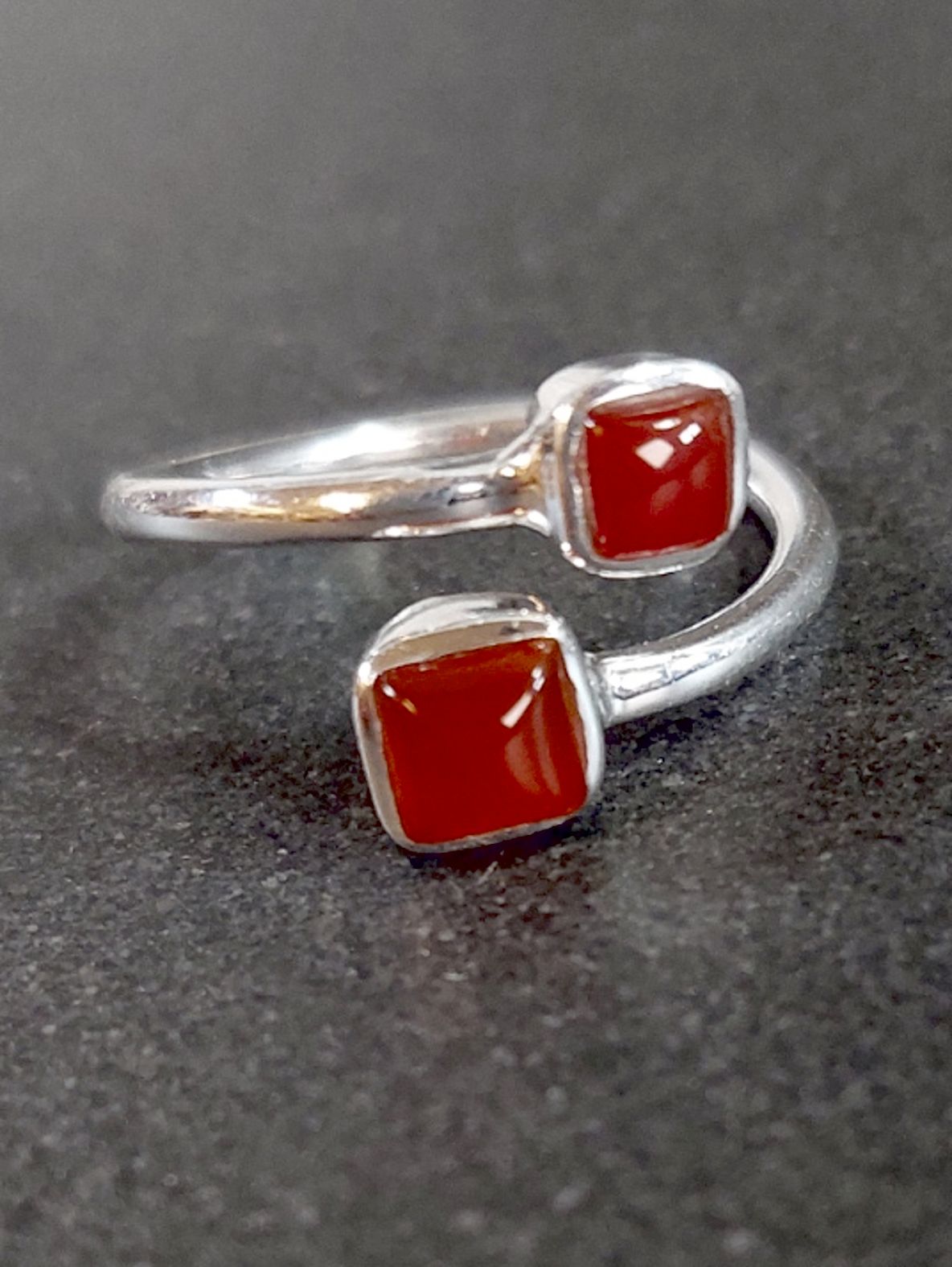 Ställbara Silverringar med Kvadratiska Cabochon - 2