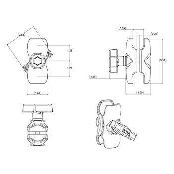RAM Double Ball Socket Arm - Short Arm (C-Ball)