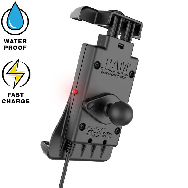 RAM QUICK-GRIP holder with wireless charging. B-ball and cables for connection to motorcycle. - 8