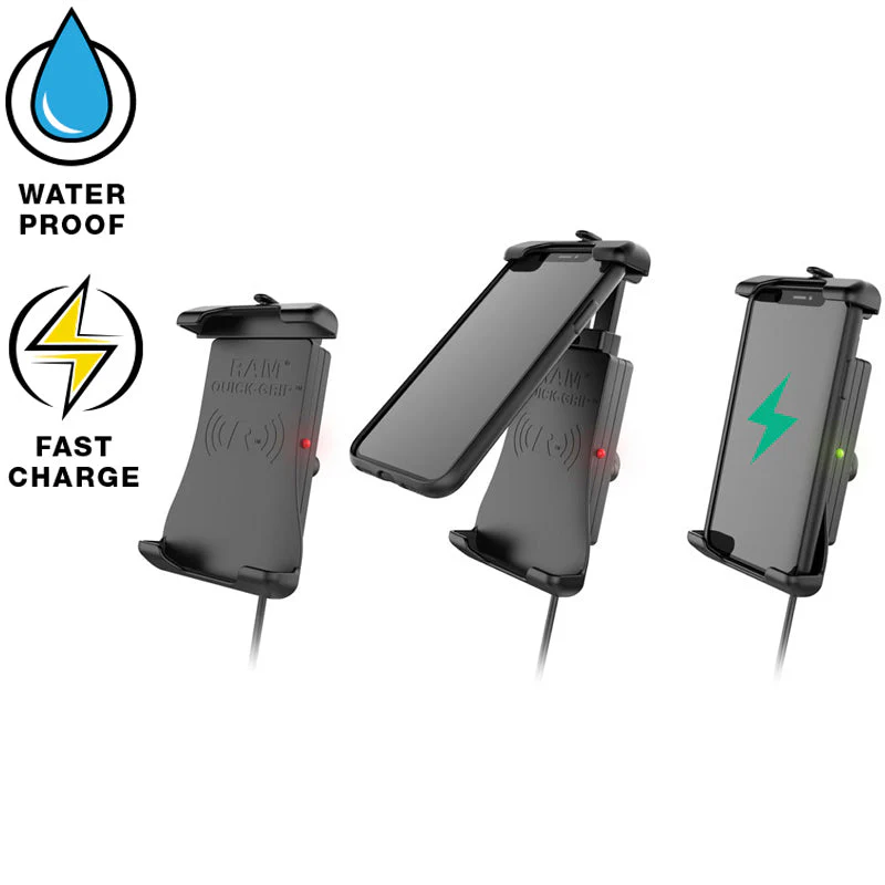 RAM QUICK-GRIP holder with wireless charging. B-ball and cables for connection to motorcycle. - 9