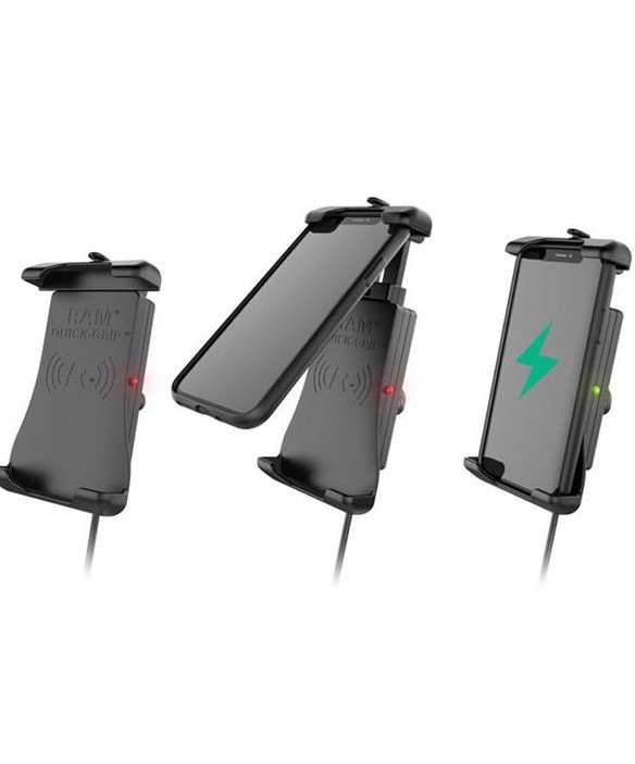 RAM QUICK-GRIP holder with wireless charging. B-ball and cables for connection to motorcycle. - 3
