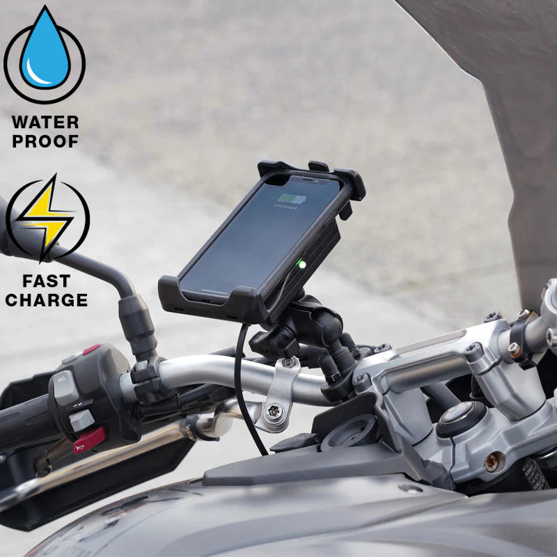 RAM QUICK-GRIP holder with wireless charging. B-ball and cables for connection to motorcycle. - 6