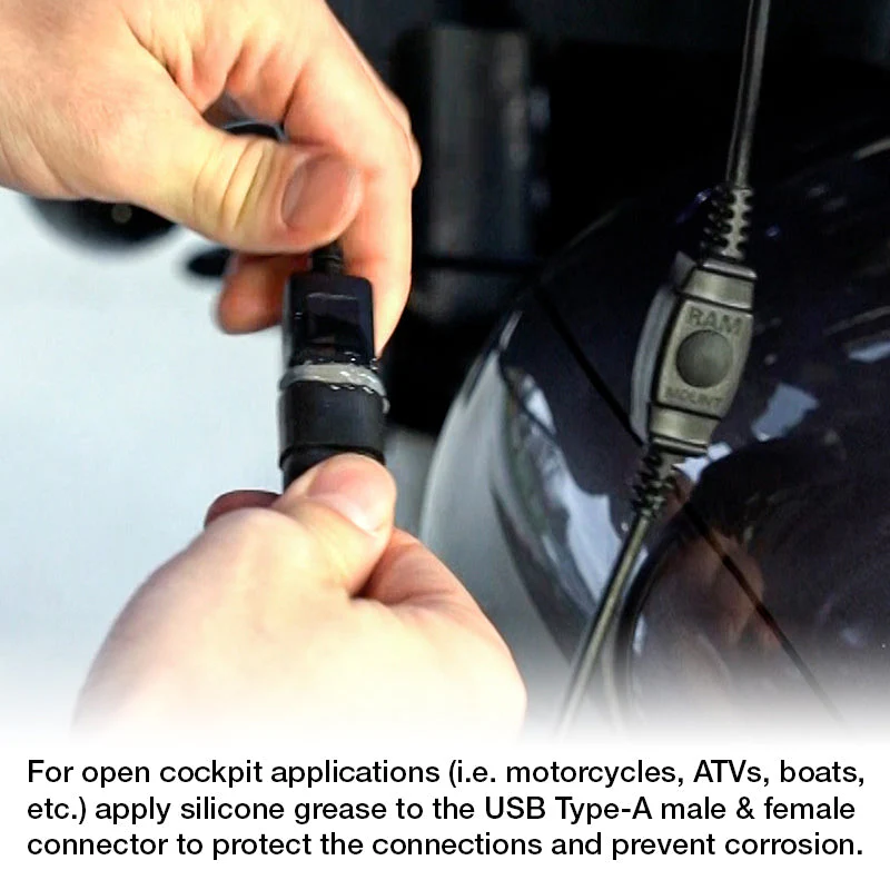 RAM QUICK-GRIP holder with wireless charging. B-ball and cables for connection to motorcycle. - 7