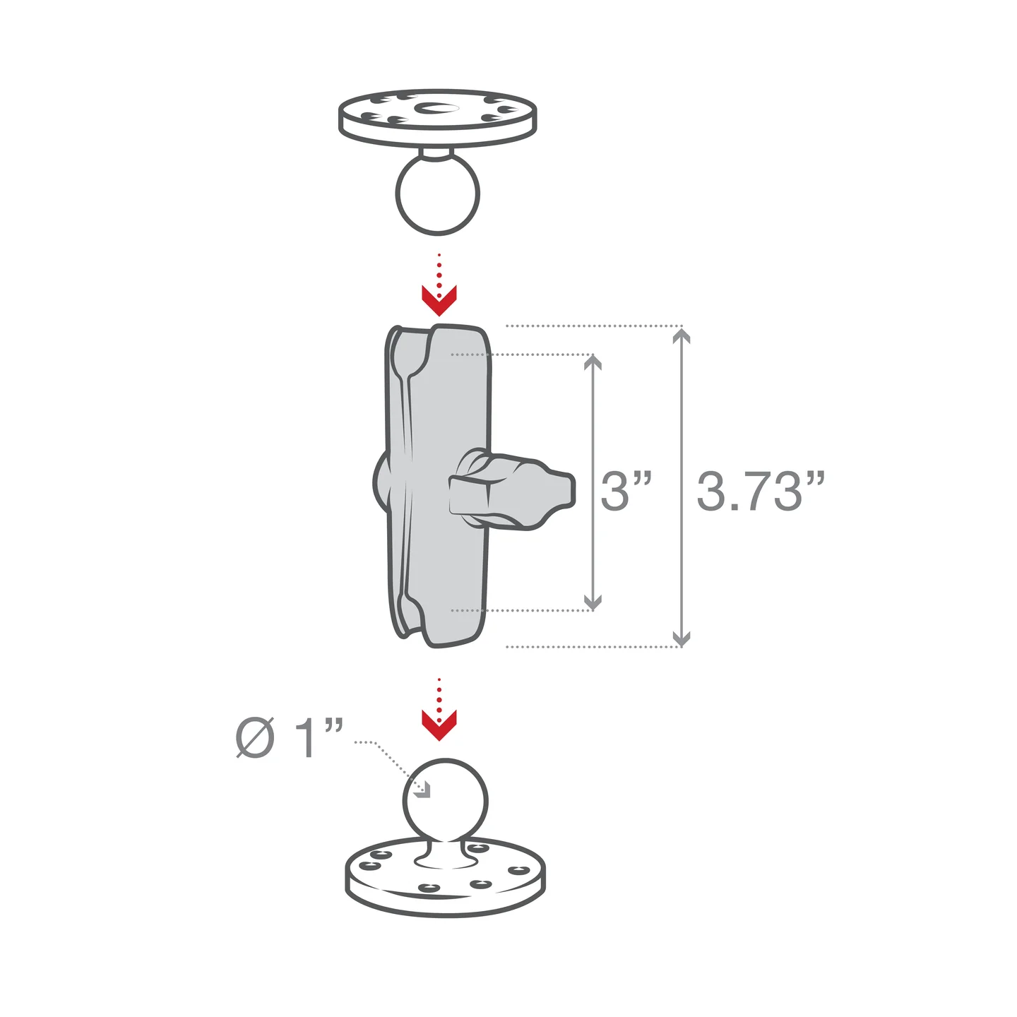RAM-B-201 Mellanlång RAM-arm i B-Storlek - 3